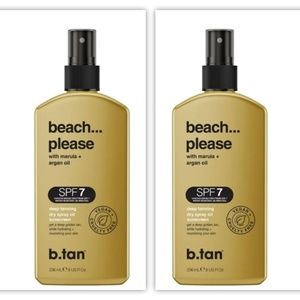 b.tan Beach... Please SPF 7 Deep Tanning Dry Spray Oil Sunscreen Set of 2 NEW
